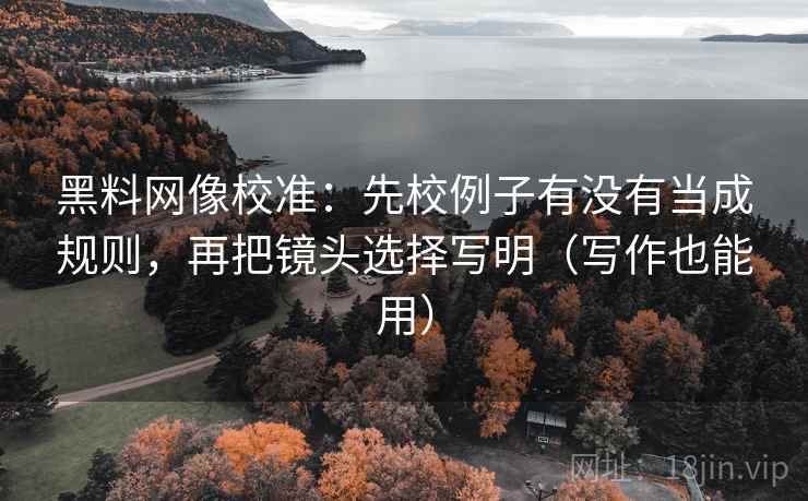 黑料网像校准:先校例子有没有当成规则,再把镜头选择写明(写作也能用) 黑料网像校准:先校例子有没有当成规则,再把镜头选择写明(写作也能用)